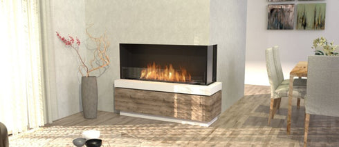 Ecosmart Fire Flex 122RC.BX2 Right Corner Fireplace Insert - Black Finish / Stainless Steel Burner - ESF.FX.122RC.BX2